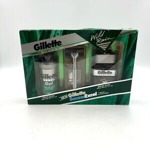 Gillette Men's Wild Rain Shaving Set 1993 Sensor Excel Razor, Gel, & After Shave